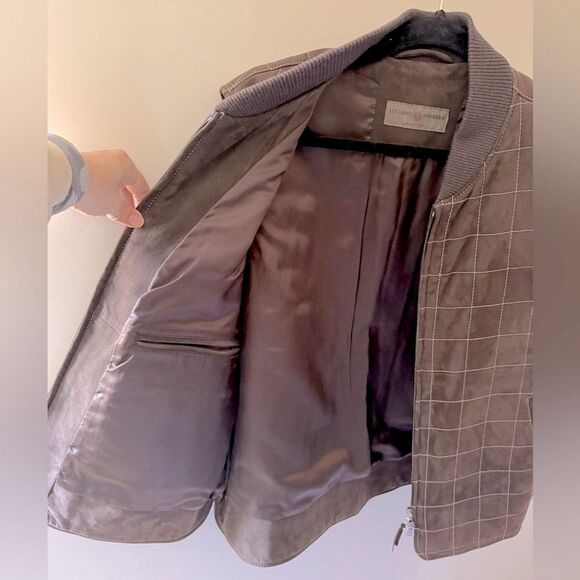 Vintage Handmade LUCIANO BARBERA Brown Nubuck Leather Quilted Full Zip Vest 54 - Picture 5 of 11